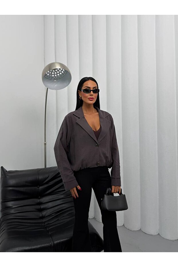 Women's Buttoned Blazer Shirt Jacket Oversized Cut Stylish Long Sleeve Modern Casual Office Top