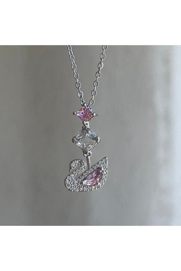 Gold Stone Swan Necklace