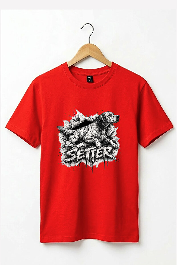 Unisex English Setter Dog Printed Hunting Nature 100% Cotton Basic T-Shirt