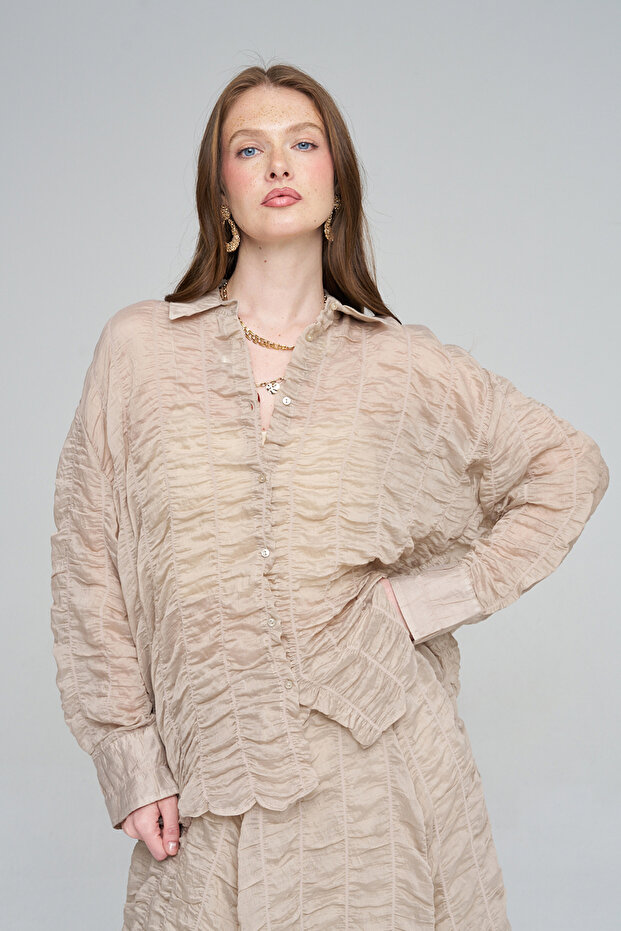 Women's Self-Tie Bubble Shirt