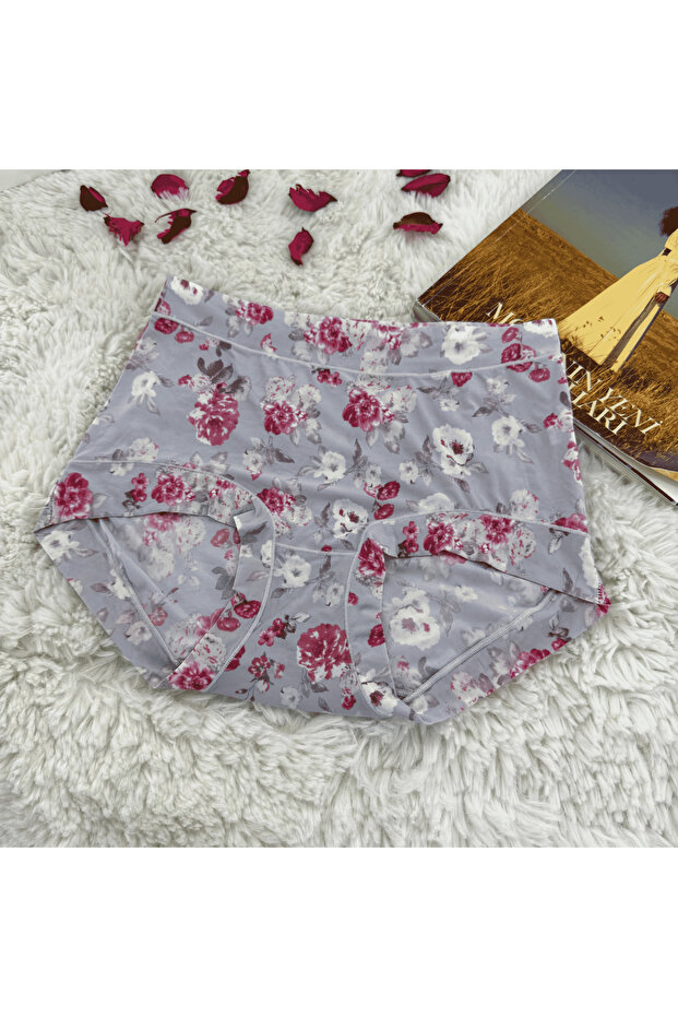Floral Patterned High Waist Women's Panties