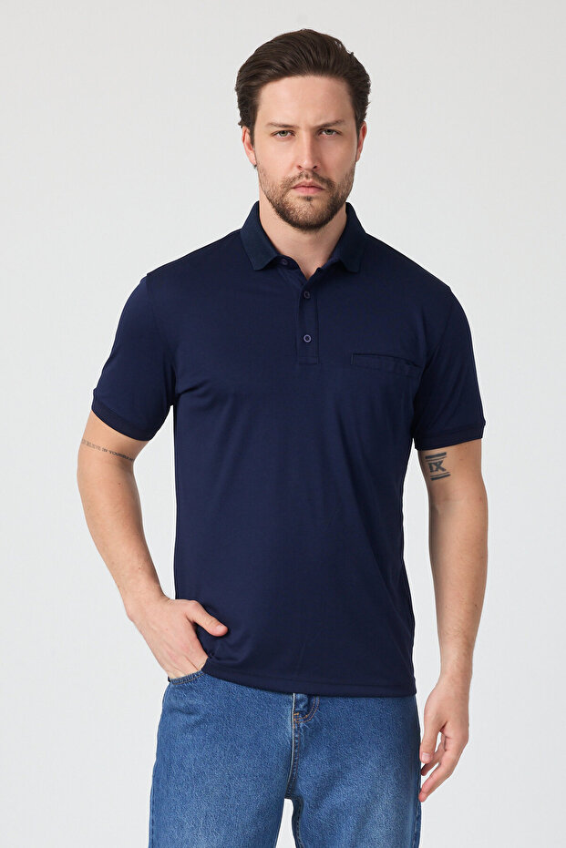Men's Polo Neck T-Shirt with Front Pocket-01