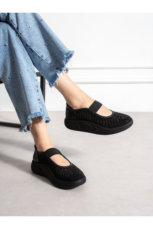 Polvera Black Stone Detailed Women's Sneakers