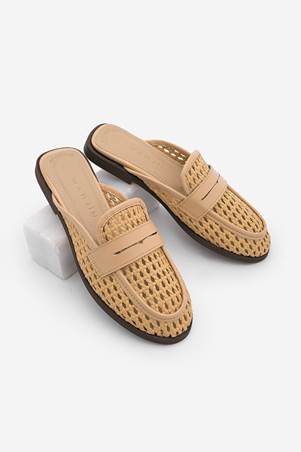 Women's Hand-Knitted Closed-Front Casual Slippers Argis Camel