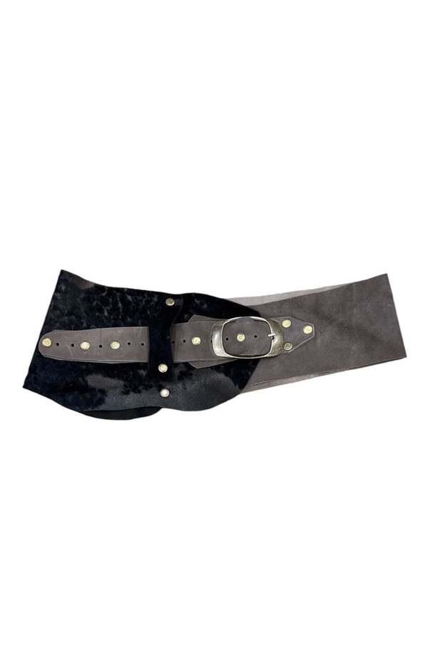 Valmont Fur Detailed Nubuck Design Leather Belt
