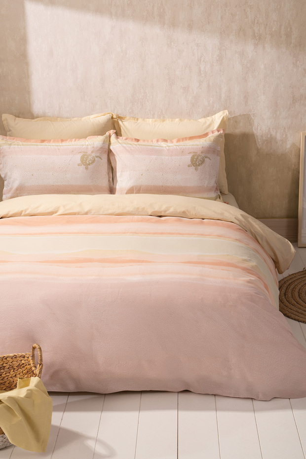 Violet Double 100% Cotton Duvet Cover Set - Salmon
