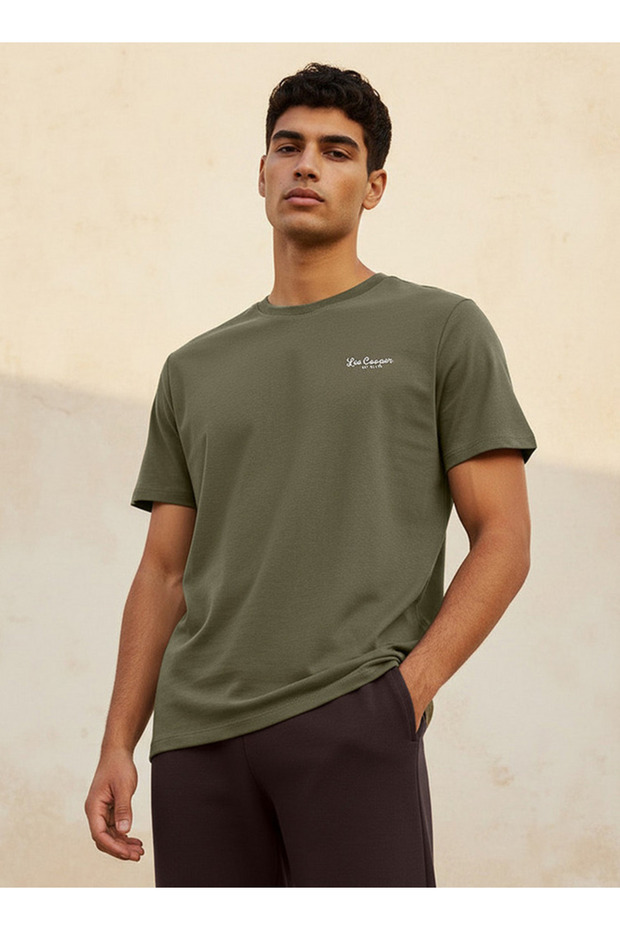 Men Regular Fit Crew Neck Short Sleeve Logo Print T-shirt