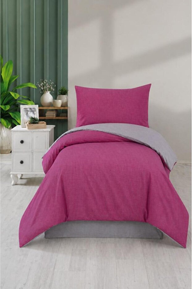 Silente Single Duvet Cover Set Plum - Gray