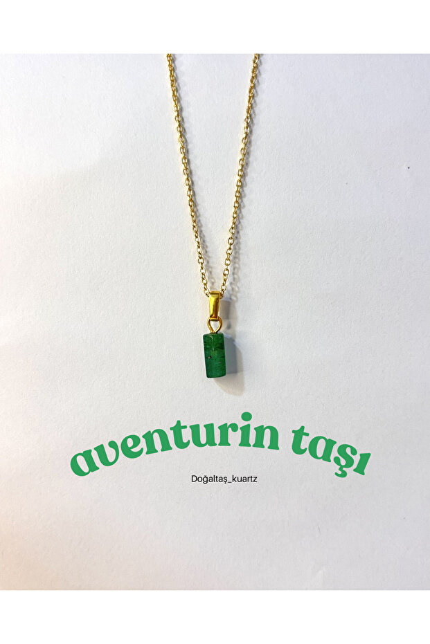 Aventurine Minimal Natural Stone Necklace. 10 mm in Size.