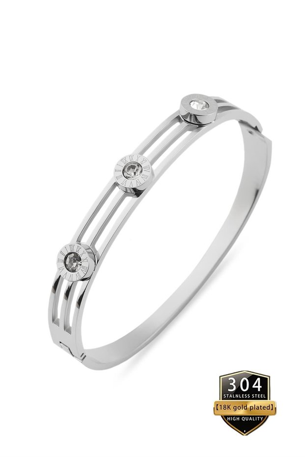 Vip, Non-Tarnishing, Stone-Encrusted Handcuff Bracelet, Stone-Encrusted Design, in Wooden Box 01