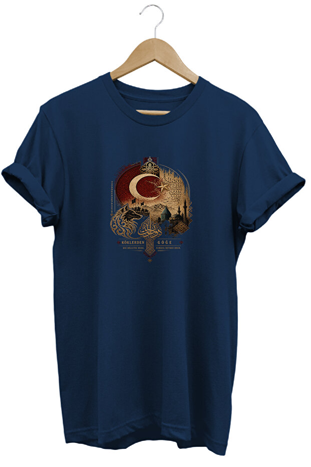 Bozkurt and Moon Star Printed Special Design T-Shirt with Historical Motifs