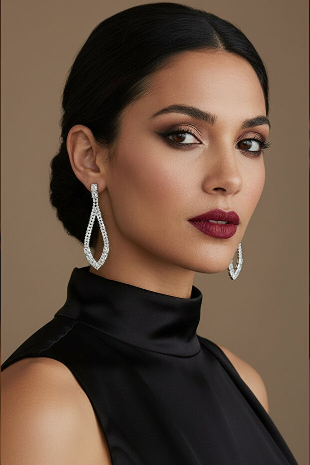 Accessories Crystal Stone Drop Shape Women's Earrings Sparkling Stylish Design