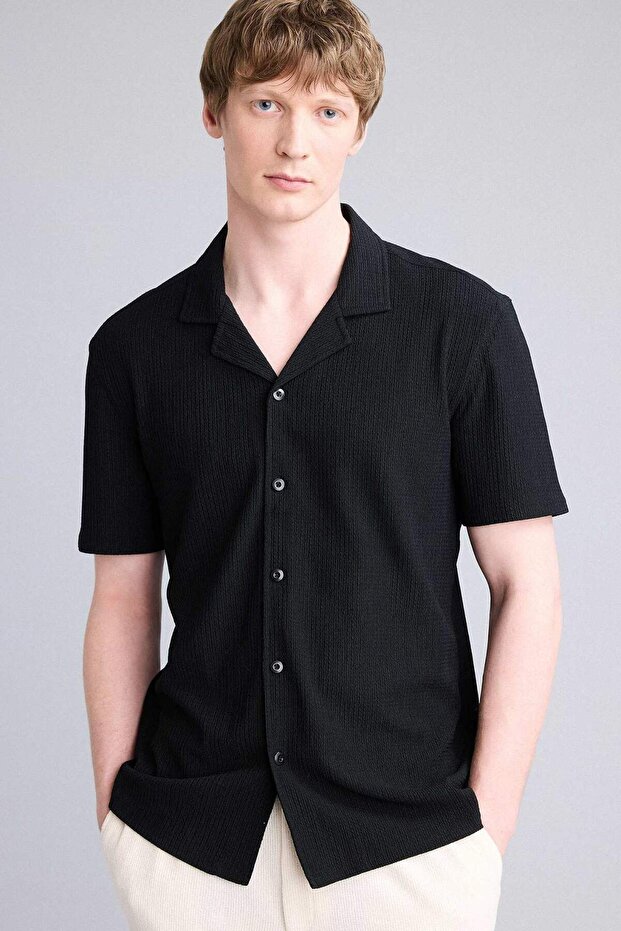 Modern Fit Polo Collar Combed Cotton Short Sleeve Shirt C4125Ax24Sm