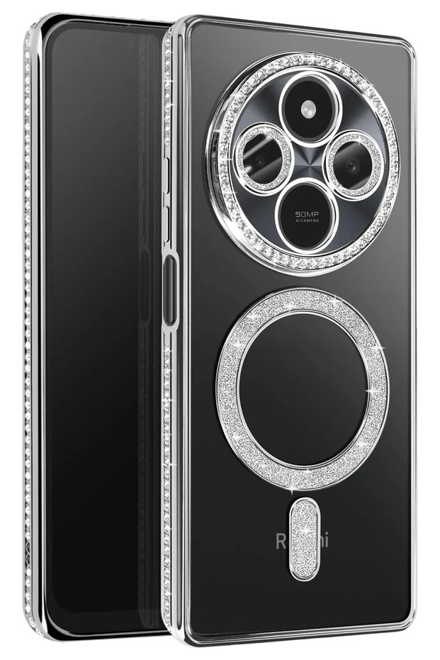 Ilkeshop New Redmi 14C Joke Simli Magneticsafe Case (171322) - Silver