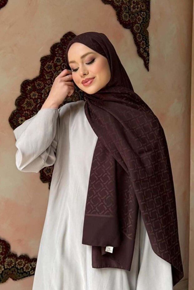 Checkered Jacquard Shawl Brown
