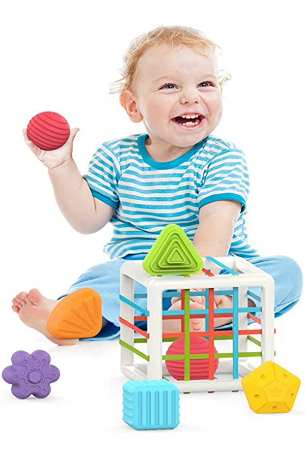 Shape sorter with elastic bands for babies - 3