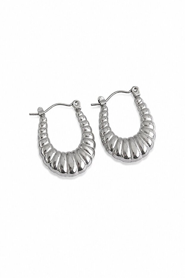 316L Steel Silver Color Long Baklava Look Earrings