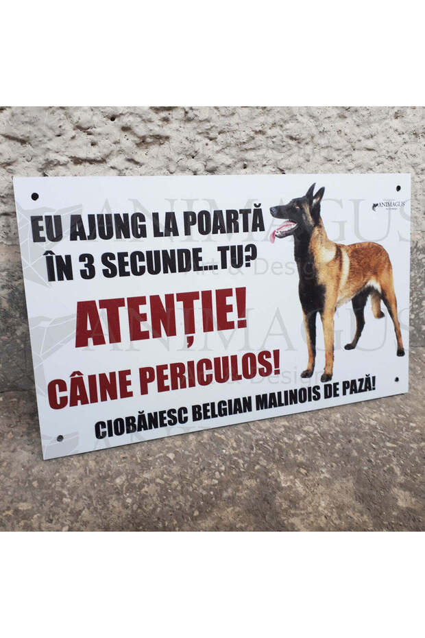 Placă de avertizare Malinois - Eu ajung - 1
