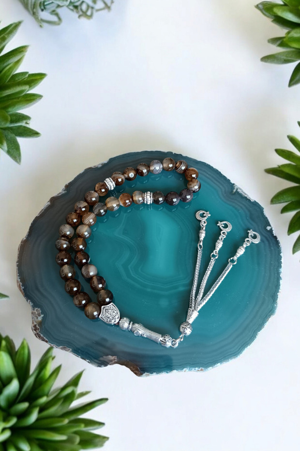 Agate Prayer Beads 33-Piece Prayer Beads Agate Stone Prayer Beads Certified in a Special Mdf Box