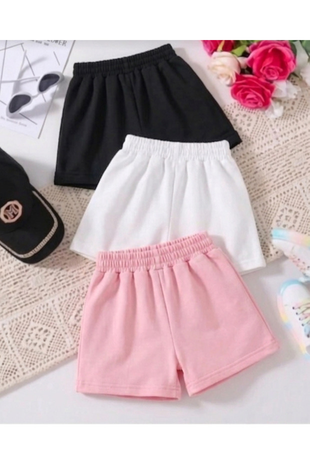 Summer printed girls' 3-piece shorts set