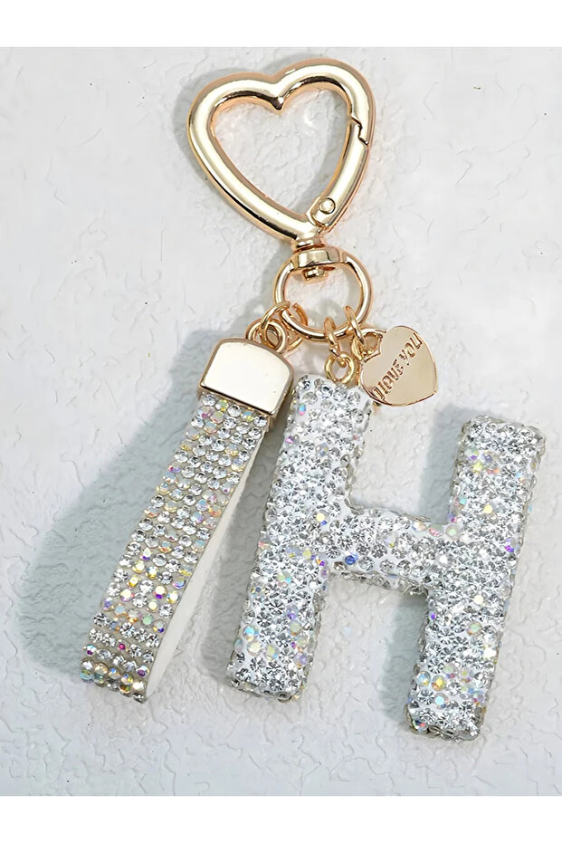 H Sparkling Crystal Inlay 26 Initial Letter Keychain, Premium Car Key Ring, Exquisite Bag Charm for.