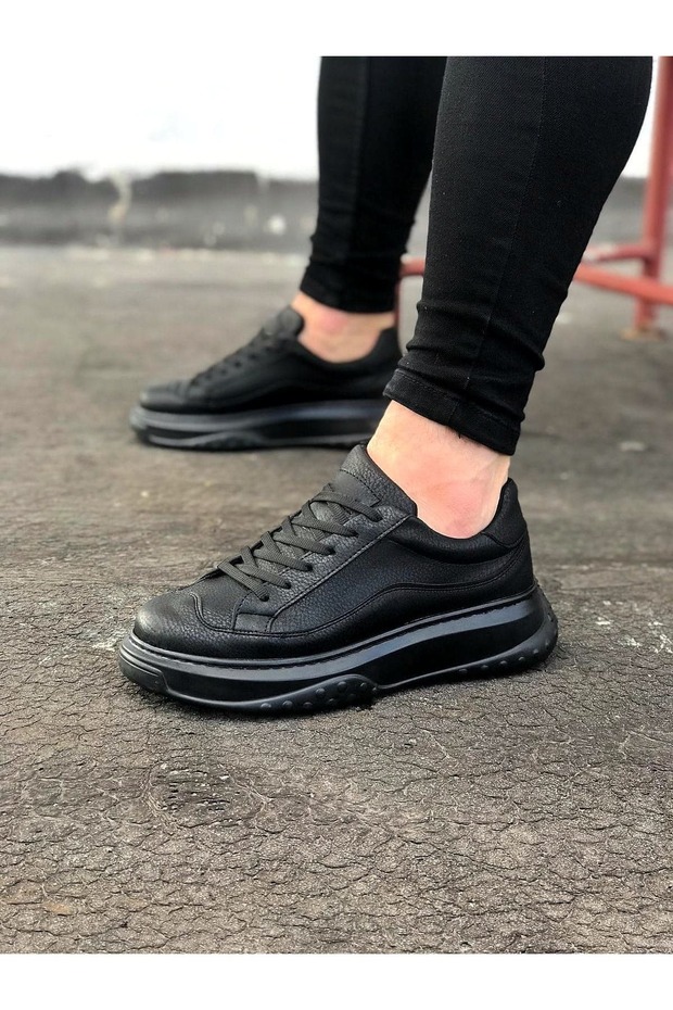 Jy507 Alone Lace-Up Leather Men's Casual Sneaker Shoes Cst Black