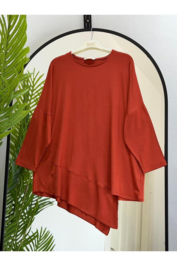 Women's 100% Cotton Lycra Asymmetrical Combed Cotton Tunic