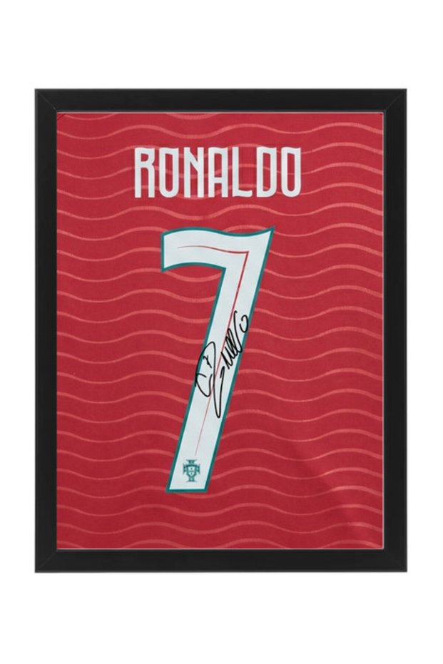 Cristiano Ronaldo Portugal Jersey #7 World Cup 2026 with Printed Autograph Framed Poster 30x40cm , Soccer Memorabilia Gift for Football Fans