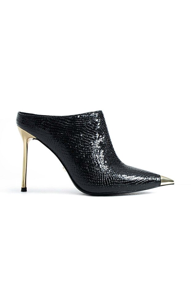 Marle Heeled Slippers - Black