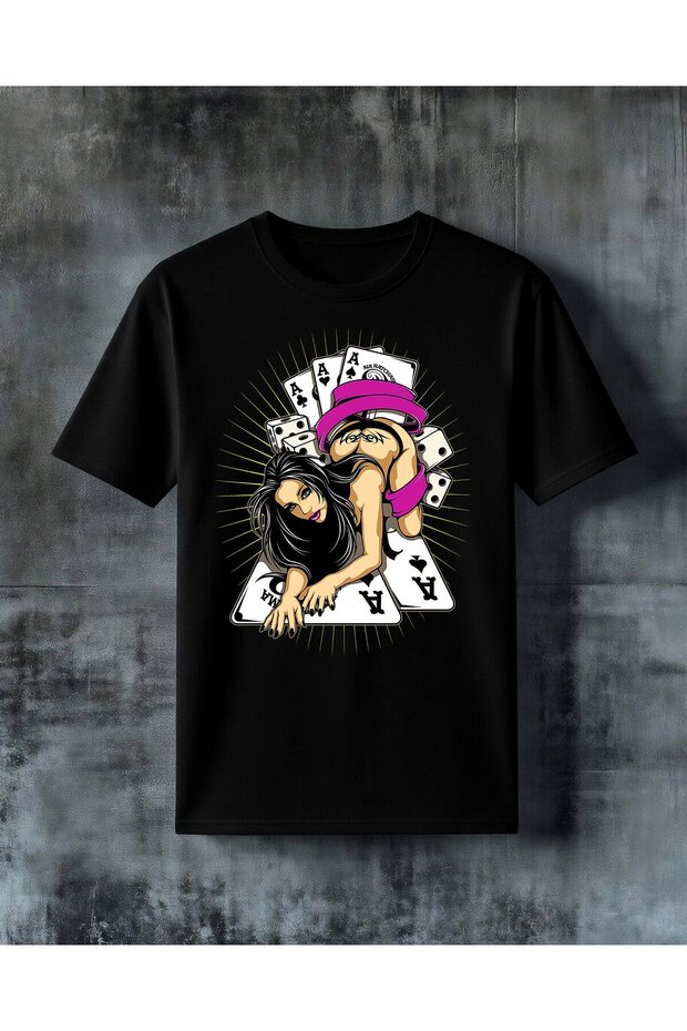 Poker Card Game Printed Oversize T-Shirt