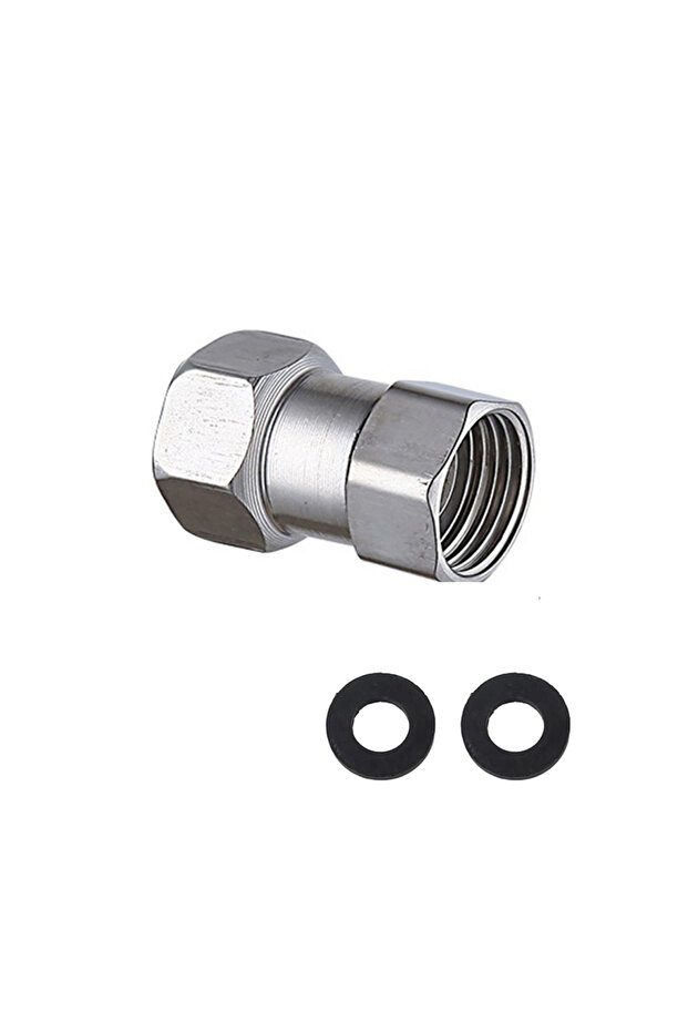 1/2" Silver 304 Stainless Steel Flexible Movable Connector, 1/2" Female for Sprayer, Angled Valve, S