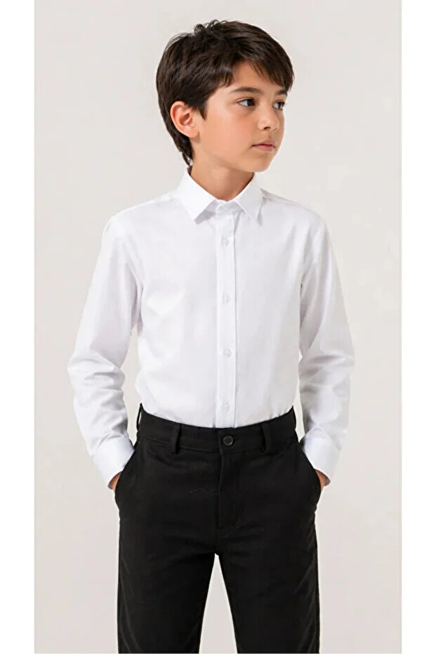 Boy's Long Sleeve White Shirt