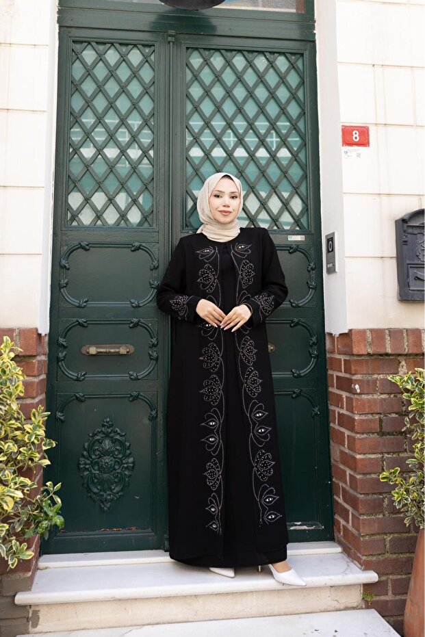 Plus Size Sarmaşik Stone-Embellished Mother Dress