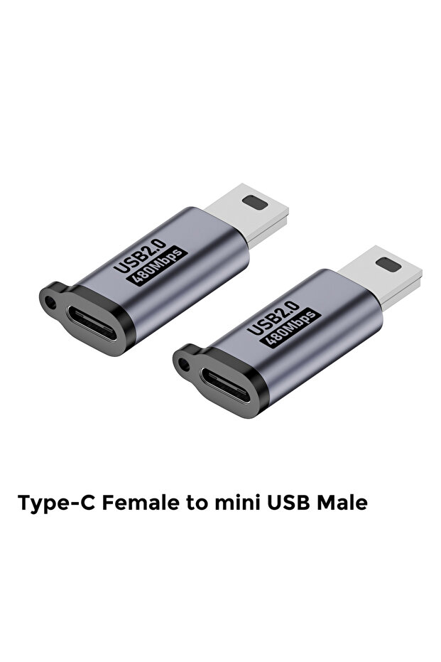 محول من النوع C إلى MiniUSB x2، محول من النوع C أنثى إلى Mini USB ذكر، محول من Micro USB إلى USB C، سرعة نقل بيانات تصل إلى 480 ميجابت في الثانية.