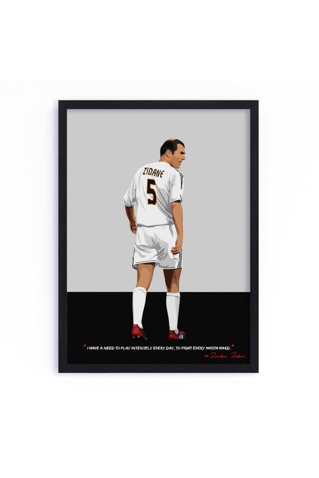 Zinedine Zidane Real Madrid Framed Poster 50x40cm - R9 Football Memorabilia, Wall Art, Soccer Collectible, Gift for Fans