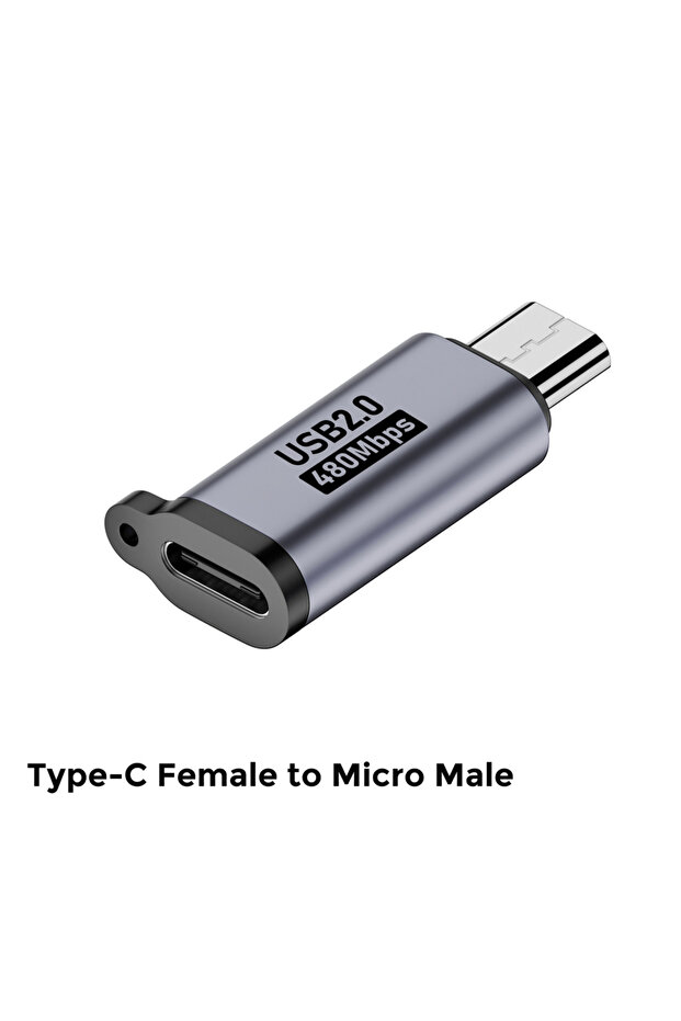 محول من النوع C إلى مايكرو M، محول من النوع C أنثى إلى مايكرو USB ذكر، محول مايكرو USB إلى USB C، سرعة نقل بيانات تصل إلى 480 ميجابت في الثانية.