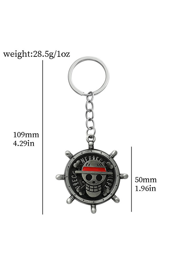 Bandai 1 PCS Keyring One Piece Luffy Rotatable Skull Keychain | Vintage Compass Metal Key Ring | Ani