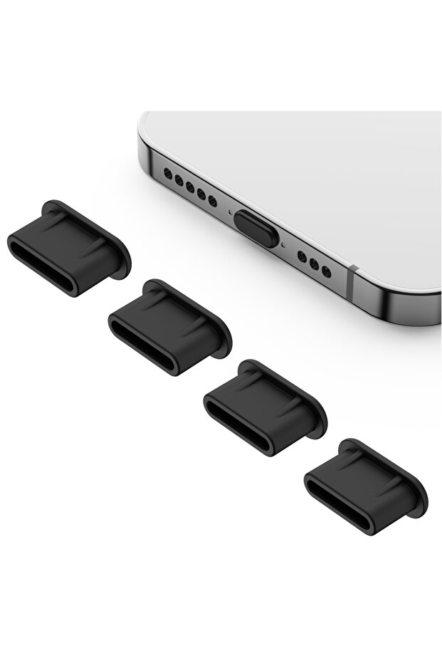 4PCs Black Universal USB C Dust Plug Anti Dust USB-C Plug Cover Charging Port Caps For All Ty...