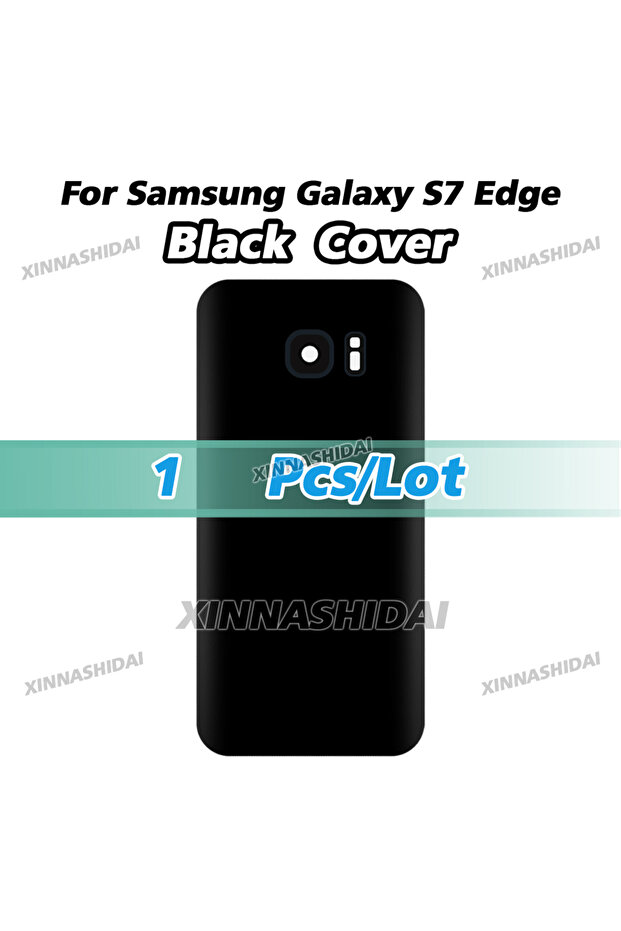 غطاء أسود واحد لـ S7 Edge، غطاء خلفي للبطارية، غطاء خلفي للهيكل، غطاء عدسة الكاميرا، قطعة بديلة