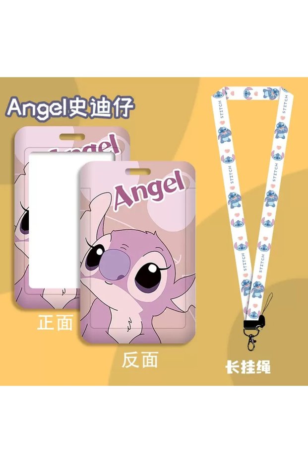 F9 Disney stitch ID Badge Card Holder Lanyard Lovely Girls Door Card Case Neck Strap Boy