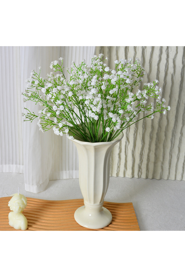 Cream Nordic Style White and Black Color Bohemian Ceramic 21x10 cm Cube Vase Trend for Table Shelf Office Hotel Home Decor
