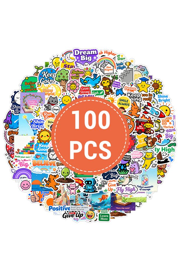 100PCS-TZ-463 100PCS Cute Animal Motivational Stickers Vinyl Waterproof Inspirational Positive Affir