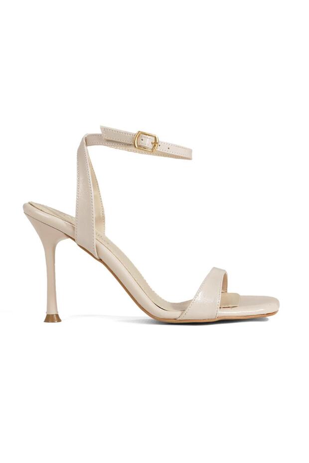 Strada Gold Women's Heel Shoes with Ankle Strap