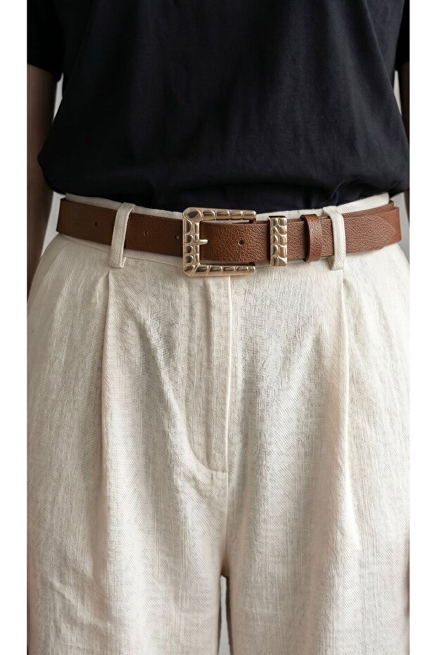 Women's Croco Buckle Detailed Belt Jean Belt Jacket Belt Jeans Belt