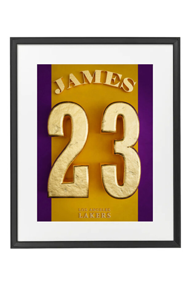 Lebron James Golden Number Jersey Poster with Frame