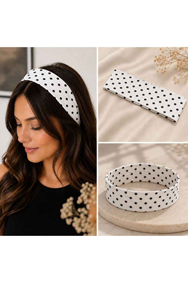 Vintage Polka Dot Hair Band – Retro Soft Fabric Bandana