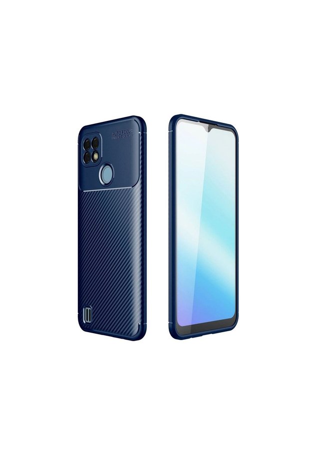 Realme C21 Case Auto Focus Carbon Cover - Navy Blue