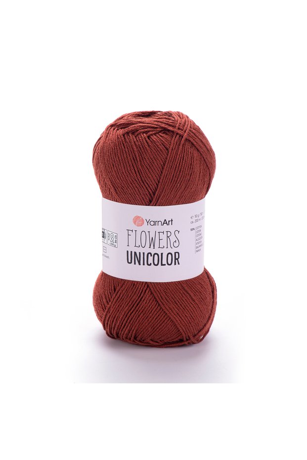 Flowers Unicolor 55% Cotton 45% Acrylic 50 Gr 200 m Fine Hand Knitting Yarn - 1 Piece