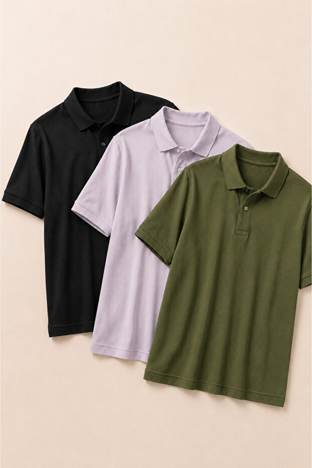 Men's Classic 3-Pack Polo Neck T-Shirt