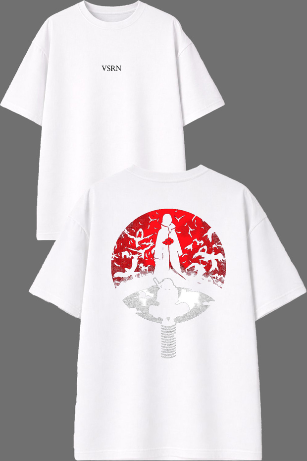 Vida Anime Design Front and Back Printed White Oversize t Shirt